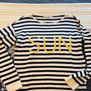 Loft size, small blue and white striped sun sweater